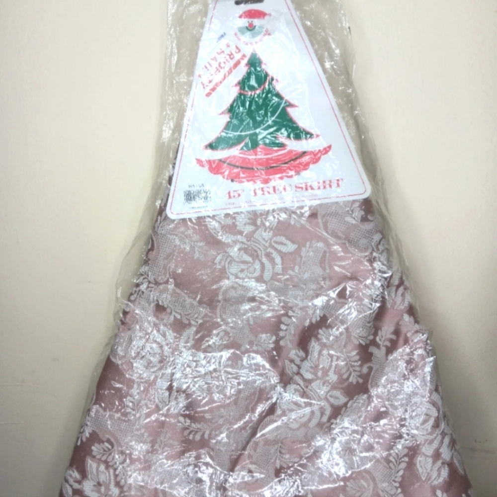 Kurt Adler Pink Tree Skirt Floral  45" Santas World Christmas Decor Beautiful